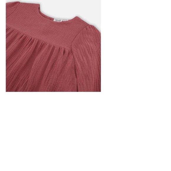 Deux par Deux Muslin Long Sleeve Dress with Frills Plum 12M - Picture 4 of 8